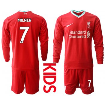 2021 Liverpool home long sleeves Youth 7 soccer jerseys