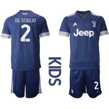 Youth 2020-2021 club Juventus away blue 2 Soccer Jerseys