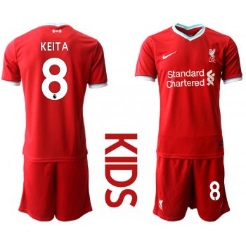 Youth 2020-2021 club Liverpool home 8 red Soccer Jerseys