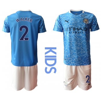 Youth 2020-2021 club Manchester City home blue 2 Soccer Jerseys