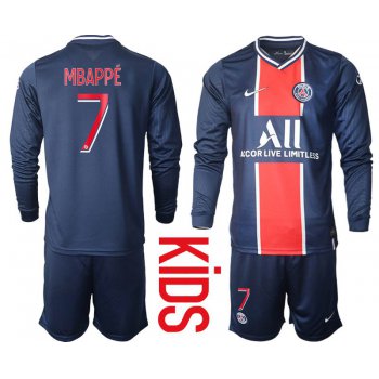 Youth 2020-2021 club Paris St German home long sleeve 7 blue Soccer Jerseys