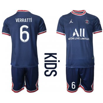 Youth 2021-2022 Club Paris St German home blue 6 Soccer Jersey