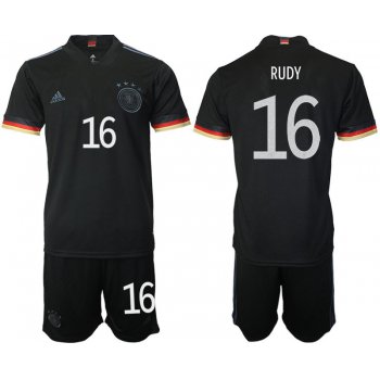 Men 2020-2021 European Cup Germany away black 16 Adidas Soccer Jersey