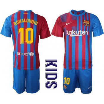 Youth 2021-2022 Club Barcelona home blue 10 Nike Soccer Jersey