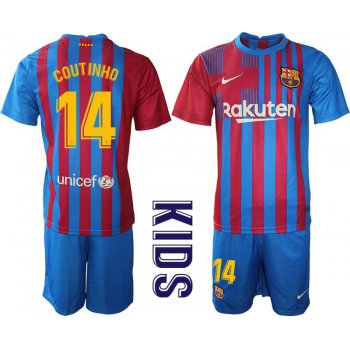 Youth 2021-2022 Club Barcelona home blue 14 Nike Soccer Jersey