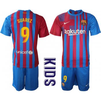 Youth 2021-2022 Club Barcelona home blue 9 Nike Soccer Jersey