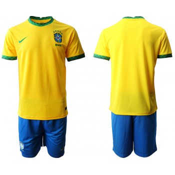Men 2020-2021 Season National team Brazil home yellow Soccer Jersey