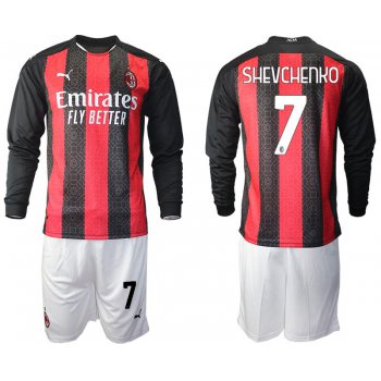 Men 2020-2021 club AC milan home long sleeve 7 red Soccer Jerseys