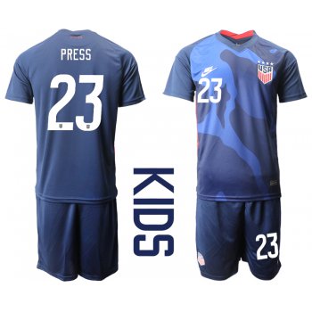 Youth 2020-2021 Season National team United States away blue 23 Soccer Jersey