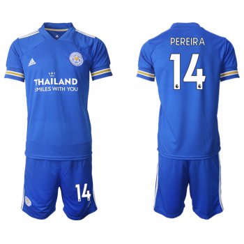 Men 2020-2021 club Leicester City home 14 blue Soccer Jerseys