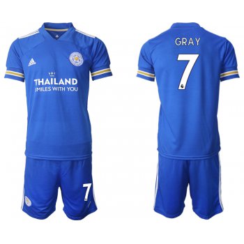 Men 2020-2021 club Leicester City home 7 blue Soccer Jerseys