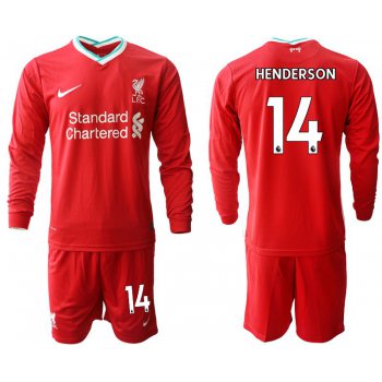 Men 2020-2021 club Liverpool home long sleeves 14 red Soccer Jerseys