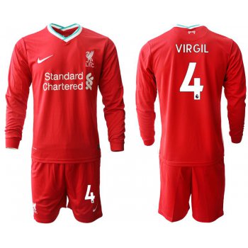 Men 2020-2021 club Liverpool home long sleeves 4 red Soccer Jerseys