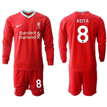 Men 2020-2021 club Liverpool home long sleeves 8 red Soccer Jerseys
