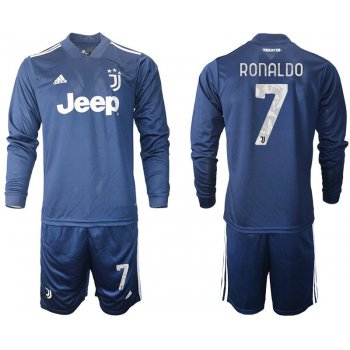 Men 2020-2021 club Juventus away long sleeves 7 blue Soccer Jerseys