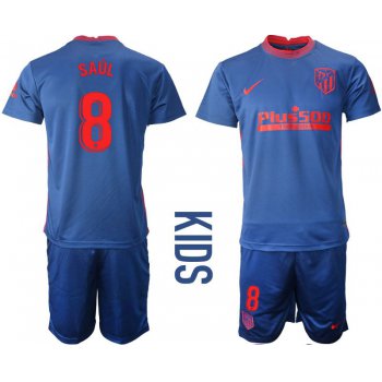 Youth 2020-2021 club Atletico Madrid away 8 blue Soccer Jerseys