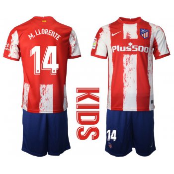 Youth 2021-2022 Club Atletico Madrid home red 14 Nike Soccer Jersey