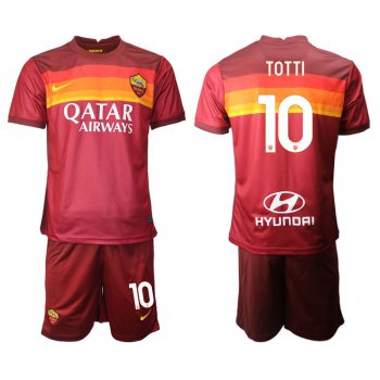 Men 2020-2021 club AS Roma home 10 red Soccer Jerseys