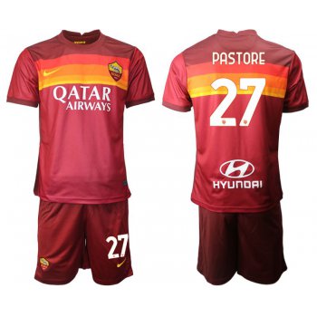 Men 2020-2021 club AS Roma home 27 red Soccer Jerseys