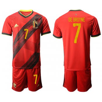 Men 2021 European Cup Belgium home red 7 Soccer Jersey