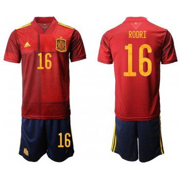Men 2020-2021 European Cup Spain home red 16 Adidas Soccer Jersey