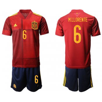 Men 2020-2021 European Cup Spain home red 6 Adidas Soccer Jersey