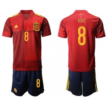 Men 2020-2021 European Cup Spain home red 8 Adidas Soccer Jersey