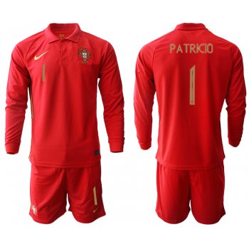 Men 2021 European Cup Portugal home red Long sleeve 1 Soccer Jersey1