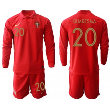 Men 2021 European Cup Portugal home red Long sleeve 20 Soccer Jersey1