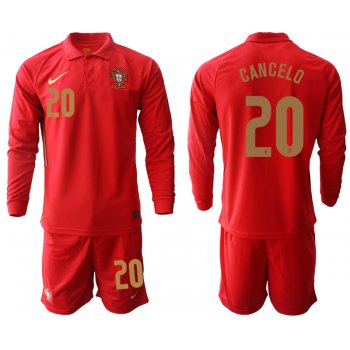 Men 2021 European Cup Portugal home red Long sleeve 20 Soccer Jersey
