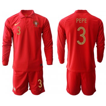 Men 2021 European Cup Portugal home red Long sleeve 3 Soccer Jersey1