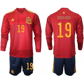 Men 2021 European Cup Spain home Long sleeve 19 soccer jerseys
