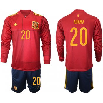 Men 2021 European Cup Spain home Long sleeve 20 soccer jerseys
