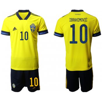 Men 2021 European Cup Sweden home yellow 10 Soccer Jersey1