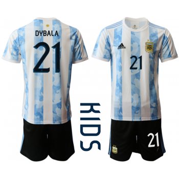 Youth 2020-2021 Season National team Argentina home white 21 Soccer Jersey1