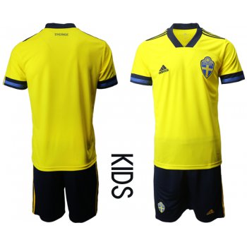 Youth 2021 European Cup Sweden home yellow Soccer Jersey