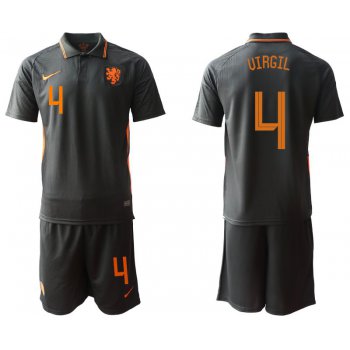 Men 2020-2021 European Cup Netherlands away black 4 Nike Soccer Jersey