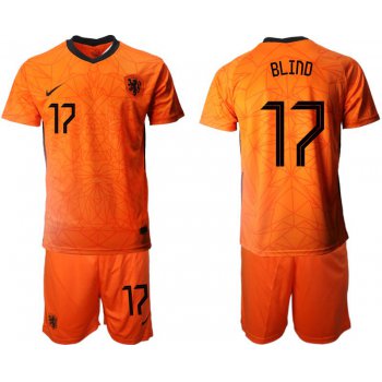 Men 2020-2021 European Cup Netherlands home orange 17 Nike Soccer Jersey