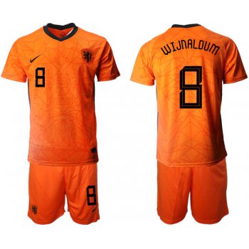 Men 2020-2021 European Cup Netherlands home orange 8 Nike Soccer Jersey
