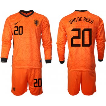 Men 2021 European Cup Netherlands home long sleeve 20 soccer jerseys