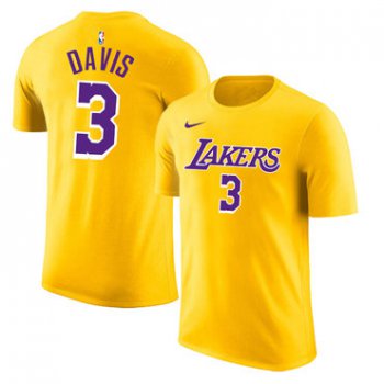 Los Angeles Lakers 3 Anthony Davis Yellow Nike T-Shirt
