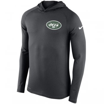 Men's New York Jets Nike Charcoal Stadium Touch Hooded Performance Long Sleeve T-Shirt
