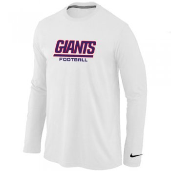 Nike New York Giants Authentic font Long Sleeve T-Shirt White