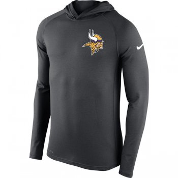 Men's Minnesota Vikings Nike Charcoal Stadium Touch Hooded Performance Long Sleeve T-Shirt