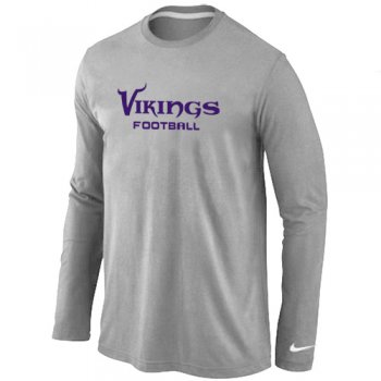 Nike Minnesota Vikings Authentic font Long Sleeve T-Shirt Grey