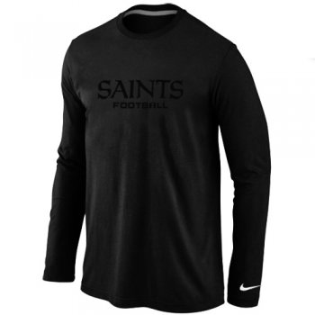 Nike New Orleans Saints Authentic font Long Sleeve T-Shirt Black