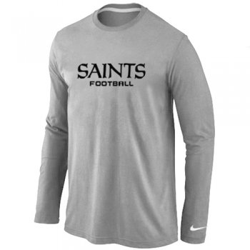 Nike New Orleans Saints Authentic font Long Sleeve T-Shirt Grey
