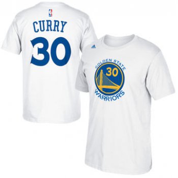 Mens Golden State Warriors 30 Stephen Curry adidas White Net Number T-Shirt