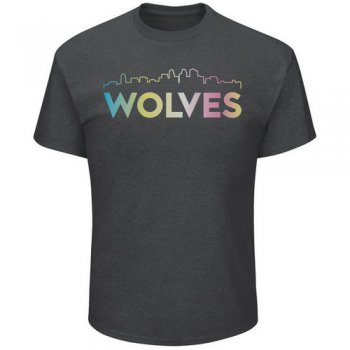 Minnesota Timberwolves Majestic Heather Charcoal Tek Patch Color Reflective Skyline T-Shirt