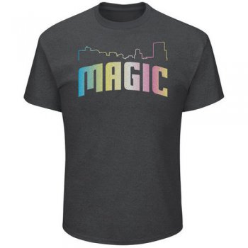 Orlando Magic Majestic Heather Charcoal Tek Patch Color Reflective Skyline T-Shirt